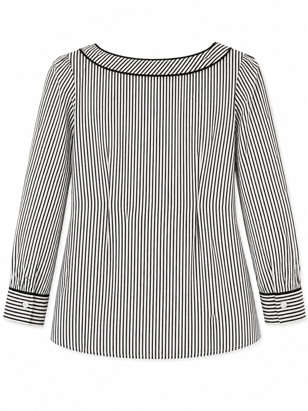 Talbots Black and White Vertical Stripe Button-Down Blouse size SP - Picture 3 of 7